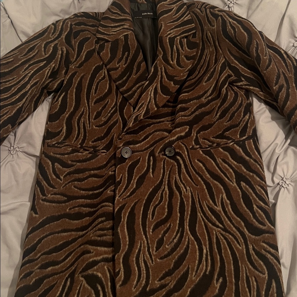 Zara Animal Print Blazer in Brown and Black